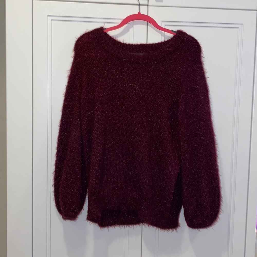 Maroon Polyester Sweater, SIZE S